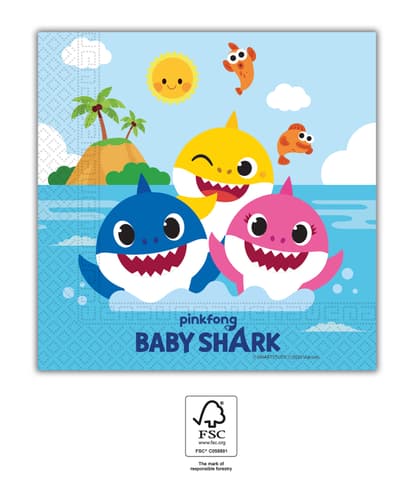 Χαρτοπετσέτες 3ply 33X33cm Baby Shark (20τμχ)