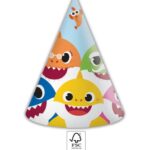 Χάρτινα καπέλα πάρτυ Baby Shark (6τμχ)