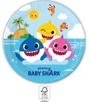 Χάρτινα πιάτα 23cm Baby Shark (8 τμχ)