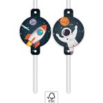 Χάρτινα καλαμάκια ροφήματος Space (4τμχ)