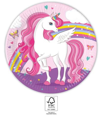 Χάρτινα πιάτα 23cm Unicorn (8 τμχ)