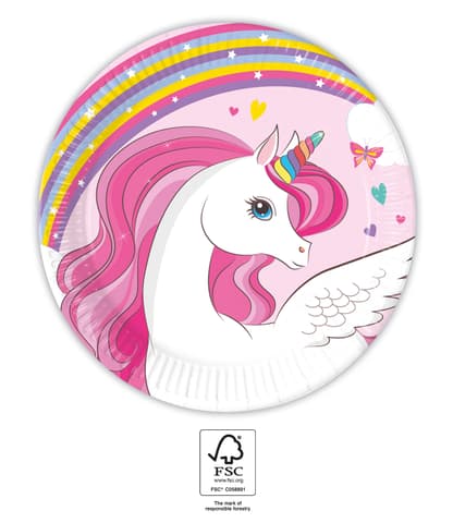 Χάρτινα πιάτα 20cm Unicorn (8 τμχ)