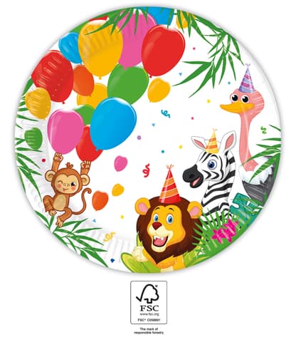 Χάρτινα πιάτα 23cm Jungle Balloons (8 τμχ)