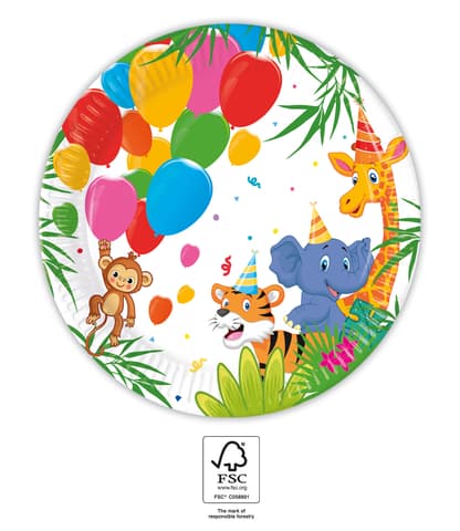 Xάρτινα πιάτα 20cm Jungle Balloons (8 τμχ)