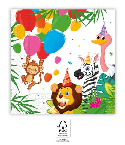 Χαρτοπετσέτες 2ply 33x33cm Jungle Balloons (20τμχ)