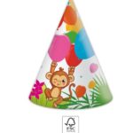 Χάρτινα καπέλα πάρτυ Ζωάκια της ζούγλας (6 τμχ)