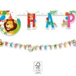 Χάρτινη γιρλάντα γραμμάτων Happy Birthday Ζωάκια της ζούγλας