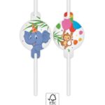 Χάρτινα καλαμάκια ροφήματος Ζωάκια της ζούγλας (4τμχ)