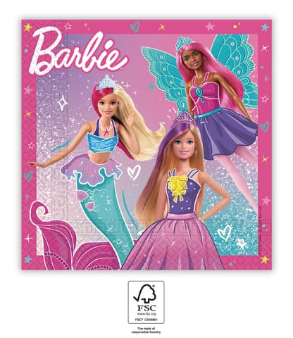 Χαρτοπετσέτες 2ply 33x33cm Barbie (20τμχ)