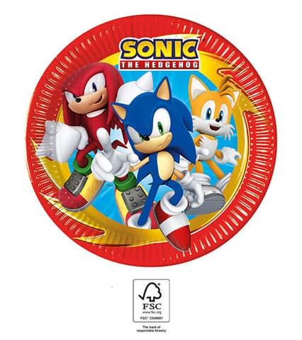 Χάρτινα πιάτα 23cm Sonic (8τεμ)