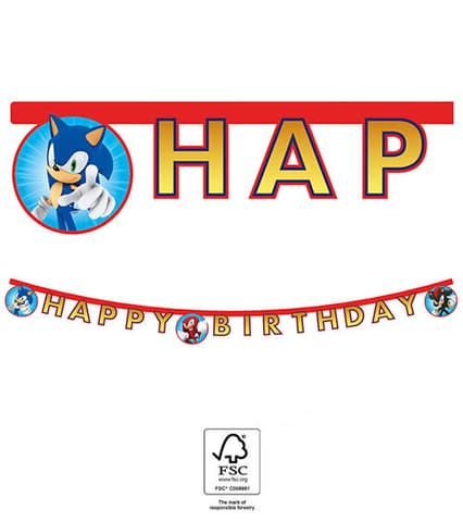 Χάρτινη γιρλάντα γραμμάτων Happy Birthday Sonic