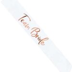 Κορδέλα λευκή σατέν Team Bride rosegold γράμματα 75cm