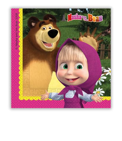 Χαρτοπετσέτες 2ply 33x33cm Masha and The Bear (20τμχ)