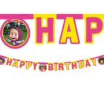 Χάρτινη Γιρλάντα Γραμμάτων Happy Birthday Masha and The Bear