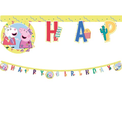 Χάρτινη Γιρλάντα Γραμμάτων Happy Birthday Pepa Pig Messy Play