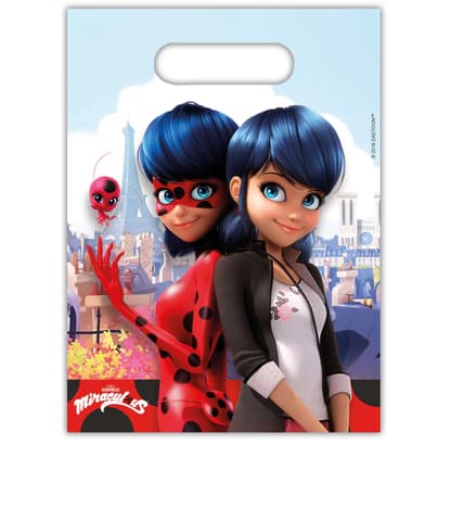 Πλαστικές τσάντες δώρων Miraculous Ladybug (6τμχ)