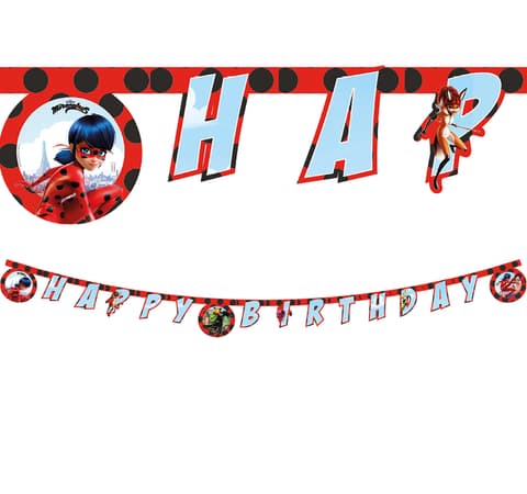 Χάρτινη Γιρλάντα Γραμμάτων Happy Birthday Miraculous Ladybug