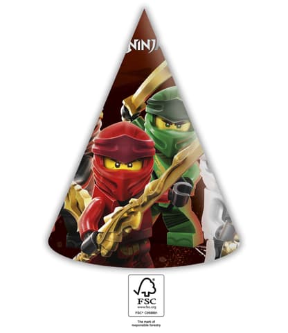 Χάρτινα καπέλα πάρτυ Lego Ninjago (6τμχ)