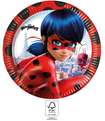 Χάρτινα πιάτα 23cm Miraculous Ladybug (8τμχ)