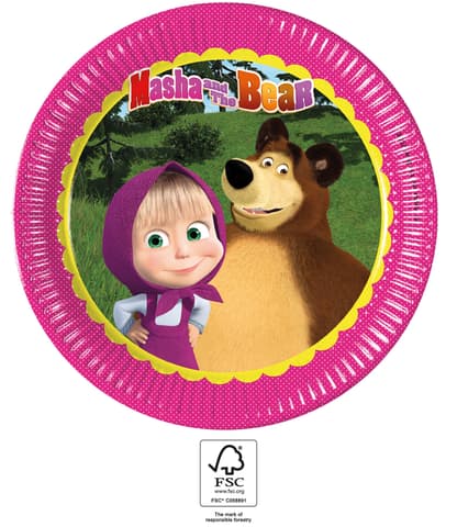 Χάρτινα πιάτα 23cm Masha and The Bear (8τμχ)