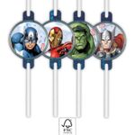 Χάρτινα καλαμάκια ροφήματος Avengers (4τμχ)
