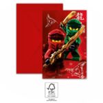 Προσκλήσεις πάρτυ με φακέλους Lego Ninjago  (6τμχ)