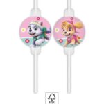 Χάρτινα καλαμάκια ροφήματος Paw Patrol - Skye & Everest (4τμχ)