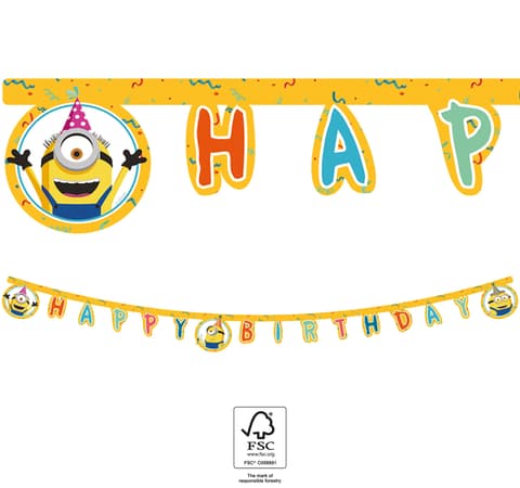 Χάρτινη Γιρλάντα Γραμμάτων Happy Birthday Minions