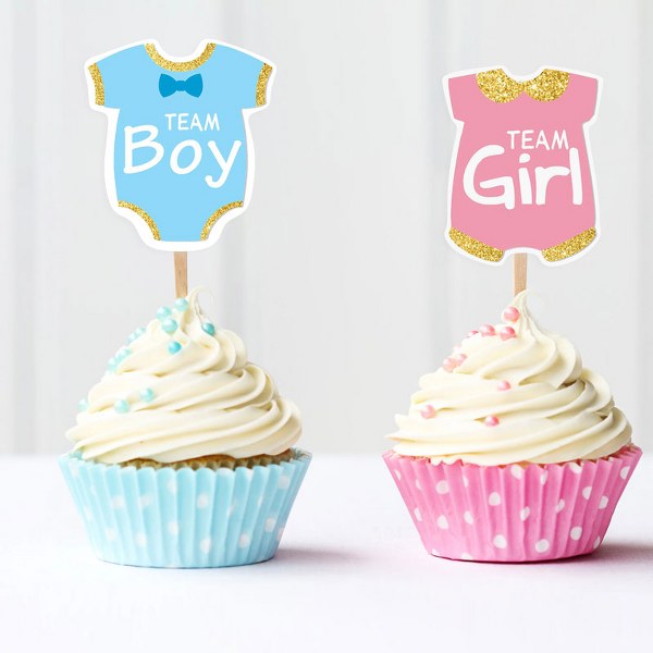 Διακοσμητικά Cupcake για Gender Reveal (6τμχ)