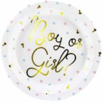 Πιάτα 23cm Λευκό - Χρυσό “Boy or Girl” (6τμχ)
