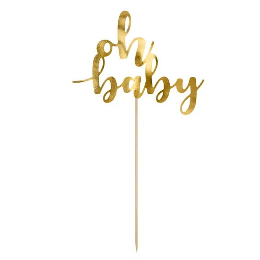 Topper Τούρτας Χρυσό "Oh Baby" 25cm