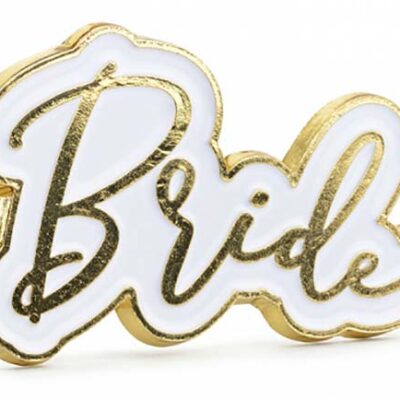 Μεταλλική χρυσή καρφίτσα “Bride”