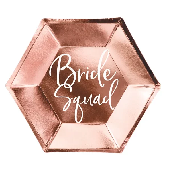 Πιάτα Bachelorette Rosegold “Bride Squad” (6τμχ)