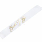 Κορδέλα λευκή σατέν χρυσά γράμματα "Bride to Be" 75cm