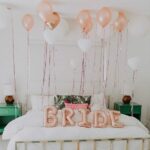 Mini μπαλόνια rosegold "Bride" (5τμχ)