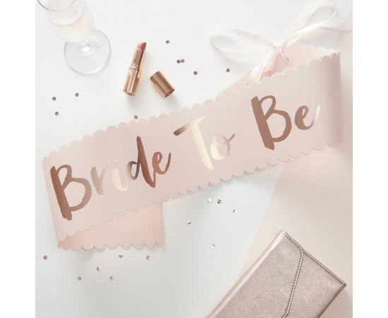 Κορδέλα χάρτινη ροζ "Bride to be"