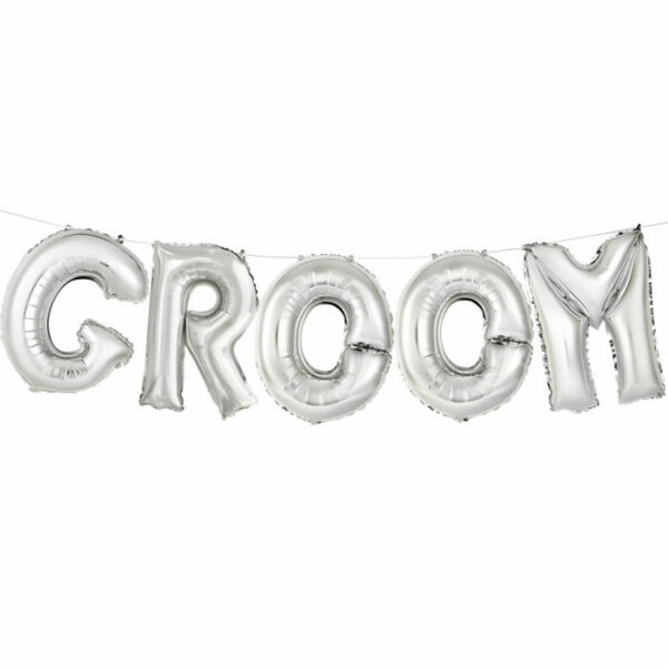 Τεράστια ασημί μπαλόνια "Groom" (5τμχ)