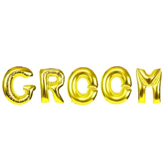 Mini χρυσά μπαλόνι "Groom" (5 τμχ)