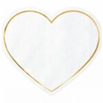 Χαρτοπετσέτες καρδιά λευκή με χρυσό (20τμχ)