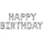 Foil μπαλόνια "Happy Birthday" Ασημί (13τμχ)