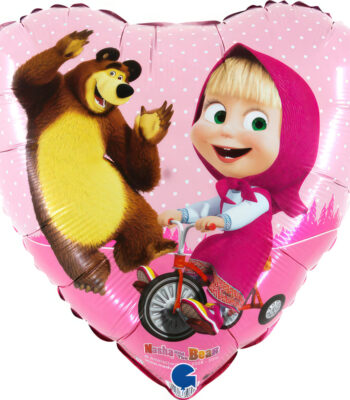 Μπαλόνι Καρδιά Μάσα και Αρκούδος 18''