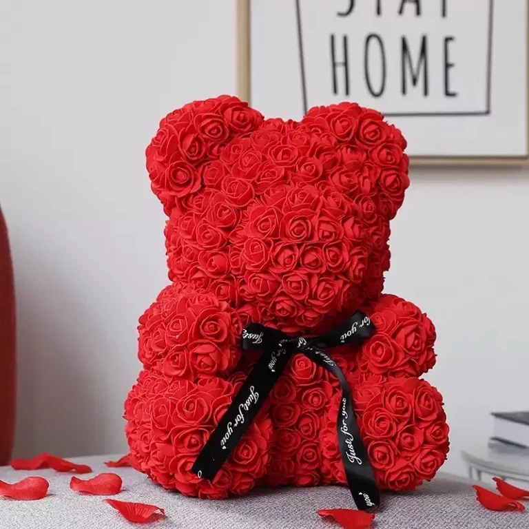 arkoidaki-apo-technita-triantaphilla-kokkino_2 Αρκουδάκι από Τεχνητά Τριαντάφυλλα Κόκκινο - Image 1