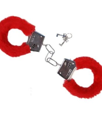 Μεταλλικές χειροπέδες με κόκκινη γούνα