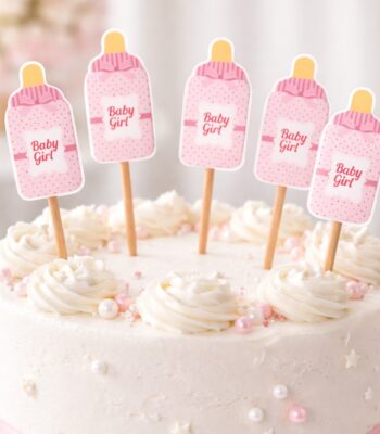 Σετ topper cupcake “Baby Girl” σε σχήμα μπιμπερό